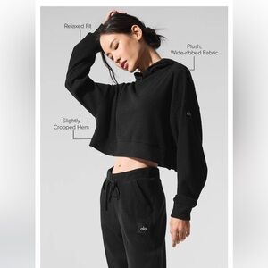 Alo Yoga Black Ribbed Hoodie XS
